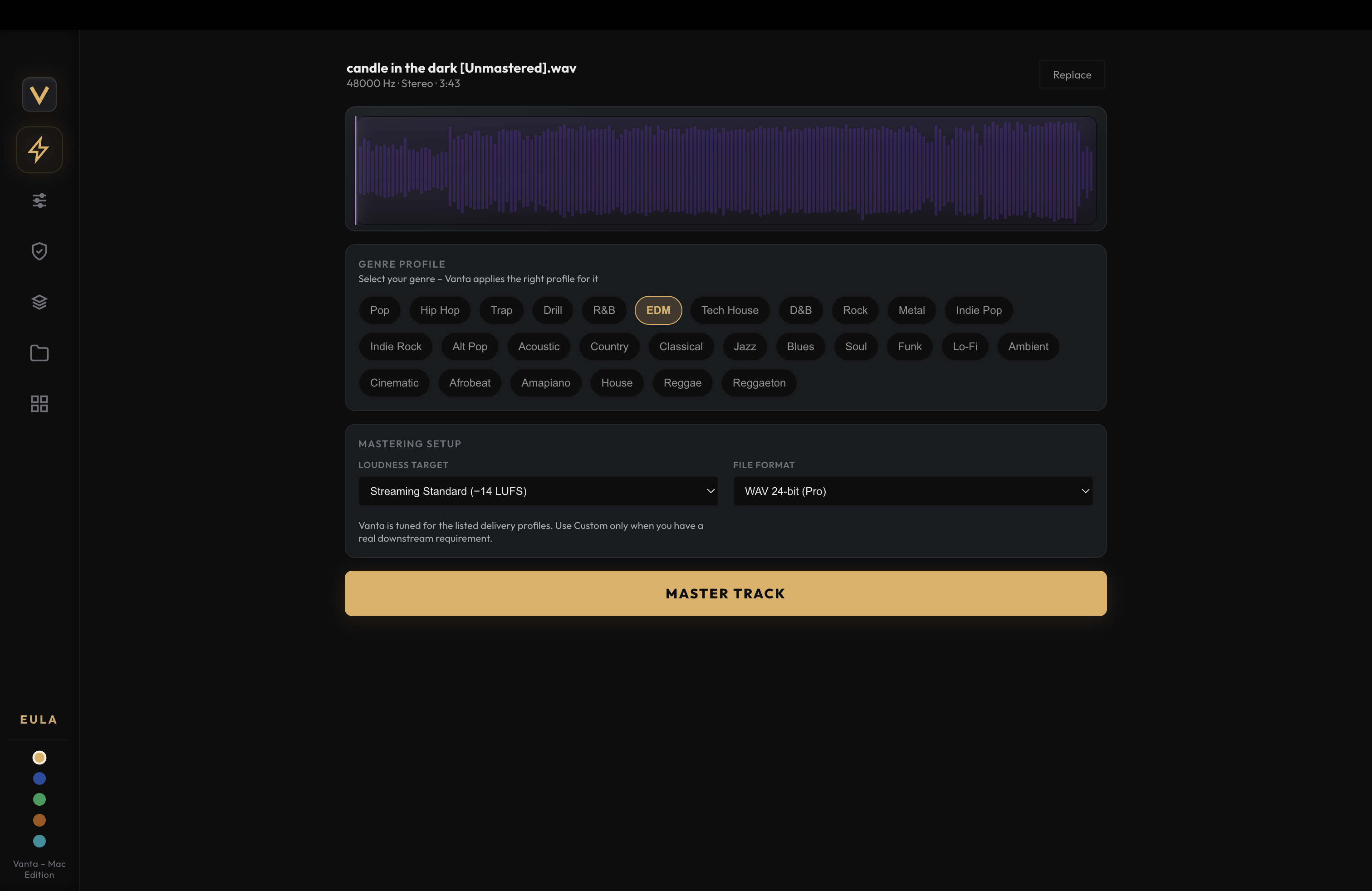 Quick Master view – with file loaded